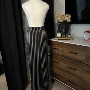 Kenneth Cole Black and White Striped Wide Leg Pants